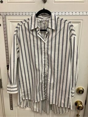 Walter Baker White & Black Striped Oversized Button-Down Shirt